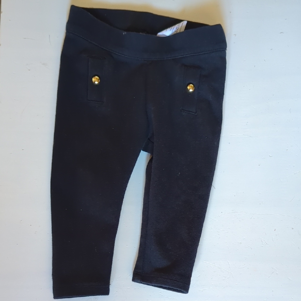 Janie and Jack Black Pull On Pants Gold Accents 6-12 Months